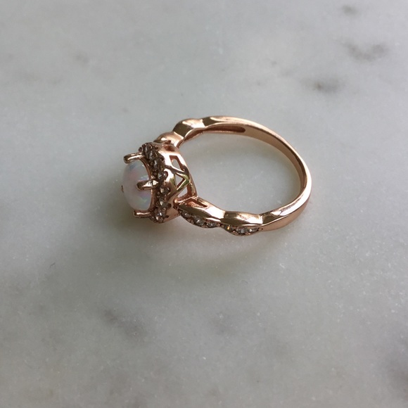 Sale $18! Rose Gold Plated over .925 Sterling Silver Lab created Opal Ring - Picture 3 of 16